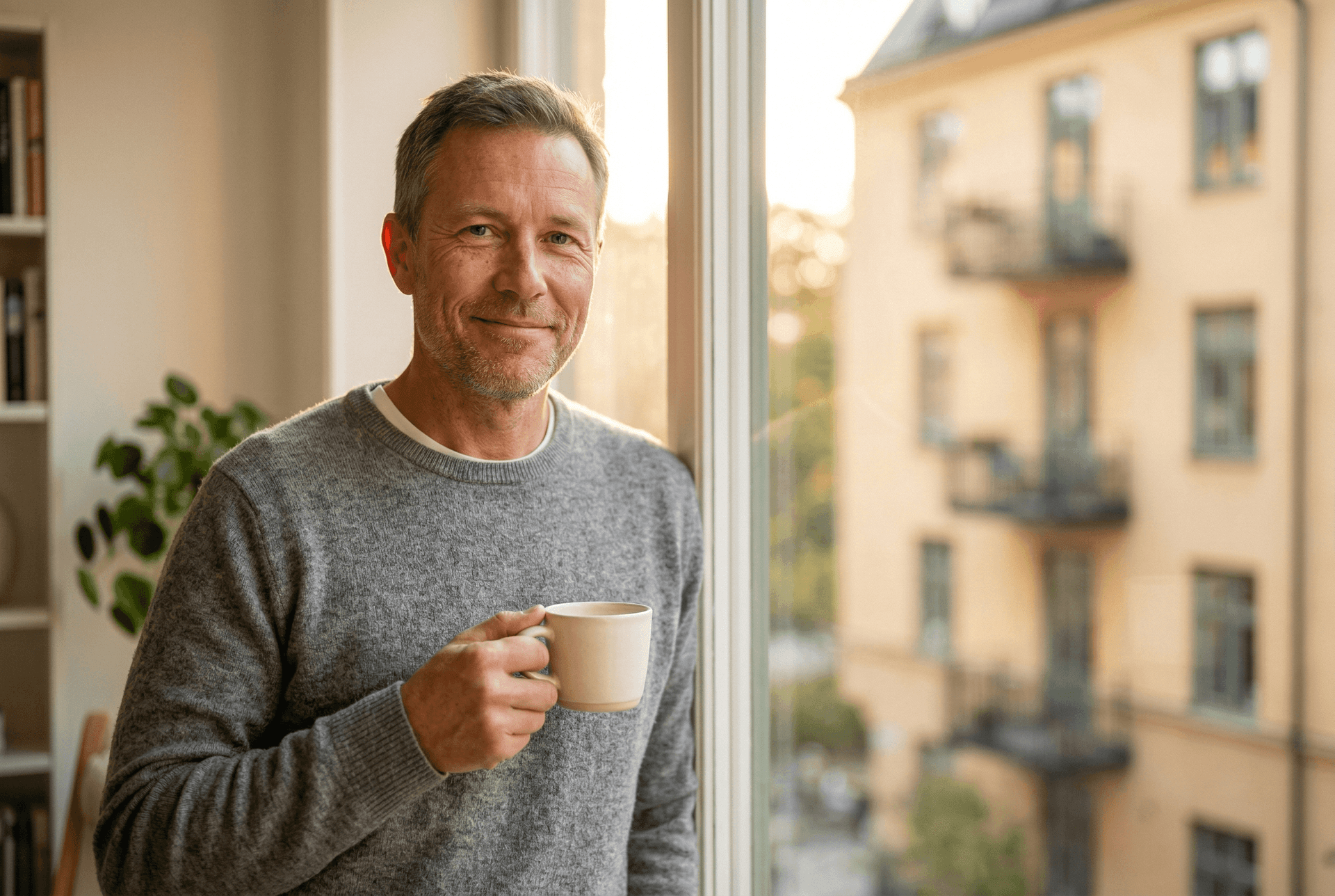 Modernt bostadsområde i solnedgång